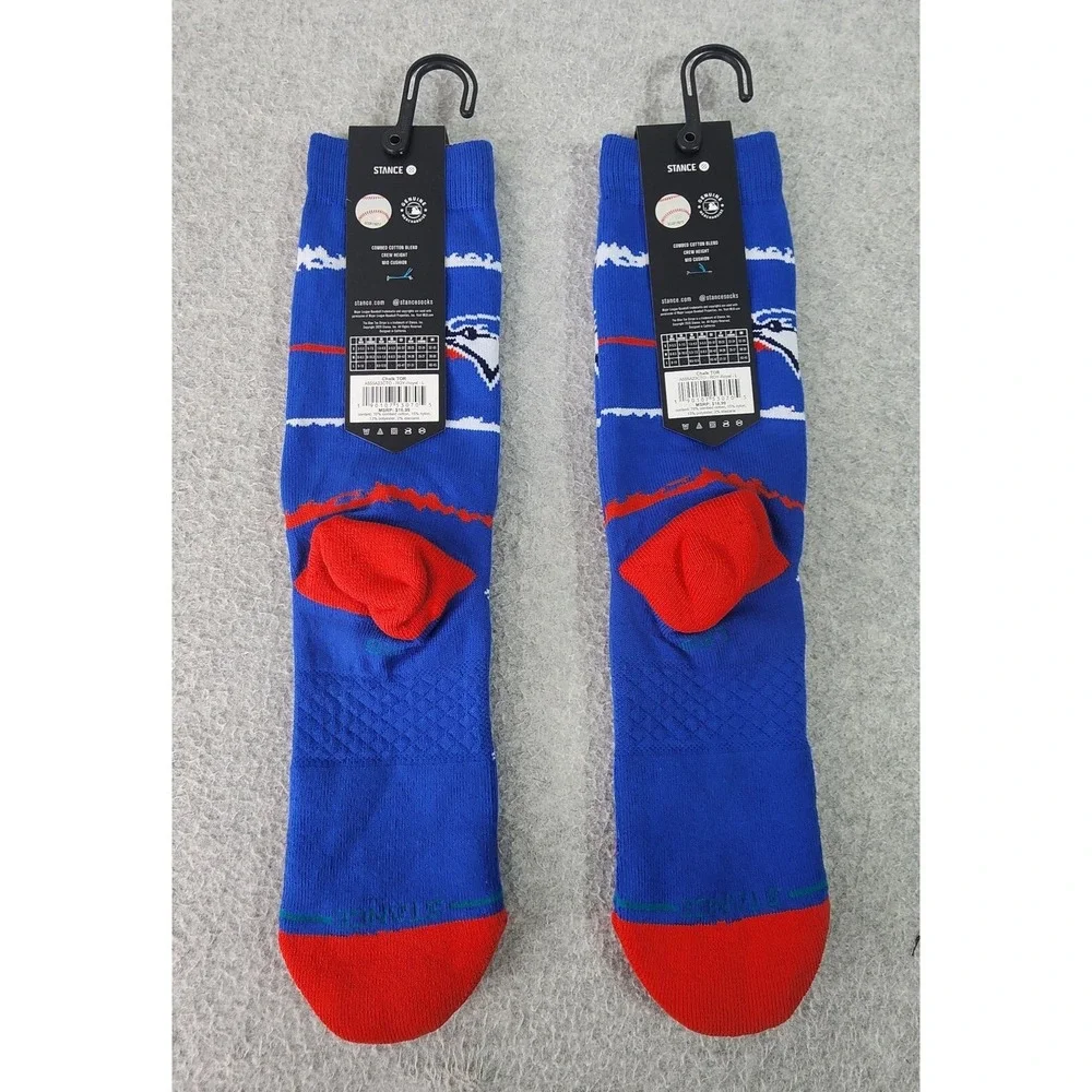 Lot Of 2 Toronto Blue Jays Chalk Crew Socks Mens L 9-13 Black/Blue Stance Casual